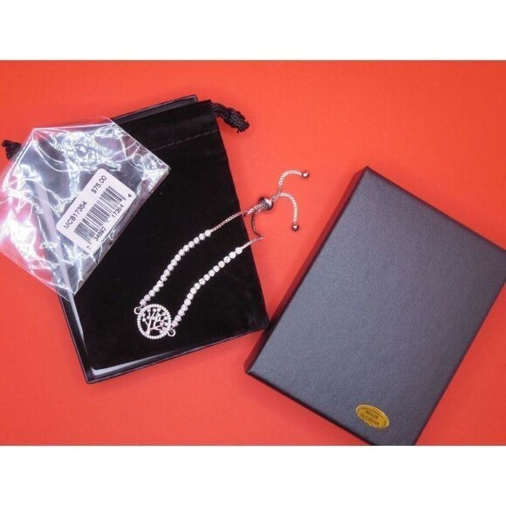 Cubic Zirconia Tree Of Life Adjustable Bolo Bracelet in Fine Silver Plate $75 - Picture 7 of 8